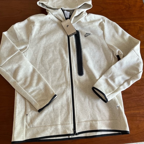 Nike Tech Men Fleece Full-zip Hoodie White Heather DD4688-100 - Picture 10 of 10